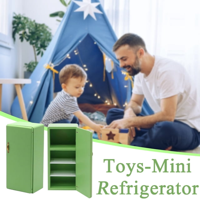 1:12 Mini Maison de Poupée Cuisine en Bois Maison Verte Réfrigérateur à Porte Simple
