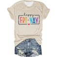 thumbnail image 2 of T-shirts pour Femmes « Happy Friday Teacher » 2026, Mode d'Été, Manches Courtes, Col Ras du Cou, T-Shirts Graphiques Amusants « Friday Weekend », 2 of 3