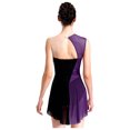 thumbnail image 3 of TiaoBug Justaucorps de Gymnastique pour Femmes à Paillettes avec Strass, Robe, Sans Manches, en Maille Transparente, Patchwork, Justaucorps à Jupe, Violet G, 3 of 7