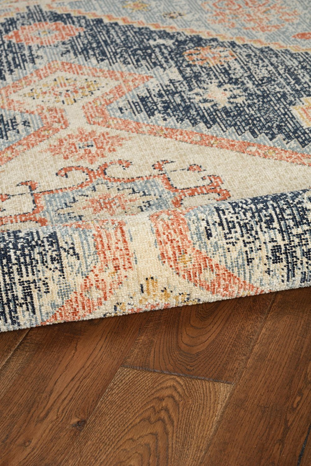Tapis d'appoint Grand Zéro Harlon ivoire & bleu de 2 pi x 3 pi