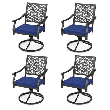 Costway 4 PCS Outdoor Swivel Chairs Patio Dining Chairs with Padded Cushions High Back Navy