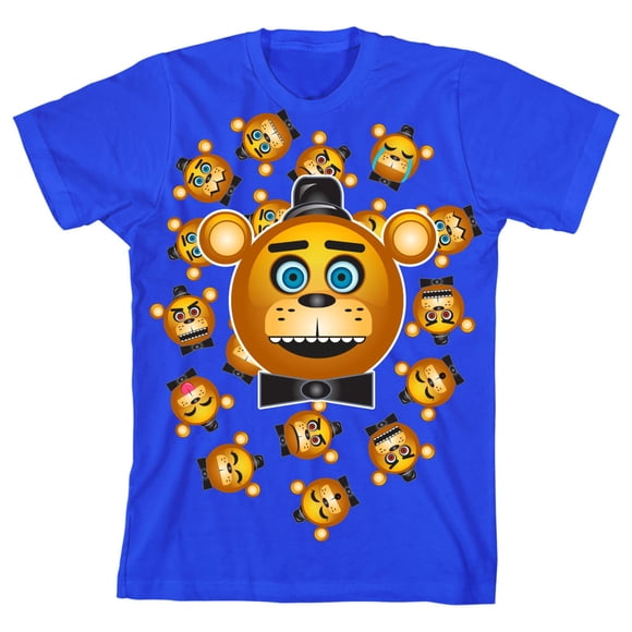 Five Nights at Freddy's Freddy Fazbear Heads Boy's Royal Blue T-shirt-XS