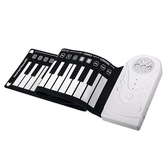 49-Key Hand-Rolled Piano with Speaker Portable Folding Children'S Piano Beginner Piano Teaching Instrument White