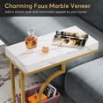 thumbnail image 5 of Tribesigns White and Gold Narrow Side Table, Modern C-Shaped End Table with Faux Marble Top and Metal Frame, Small Sofa or Bedside Table for Living Room (Set of 2), 5 of 5