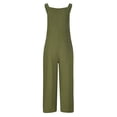 thumbnail image 4 of Birdeem Womens Linen Cotton Solid Color Sleeveless Pocket Casual Wide Leg Side Button Jumpsuit, 4 of 9