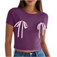 thumbnail image 4 of Pisexur T-shirt Décontracté à Manches Courtes et Col Rond pour Femme, Haut Imprimé, Hauts pour Femmes, Hauts de Sortie pour Femmes, Hauts d'Été pour Femmes Blanc, P, 4 of 4