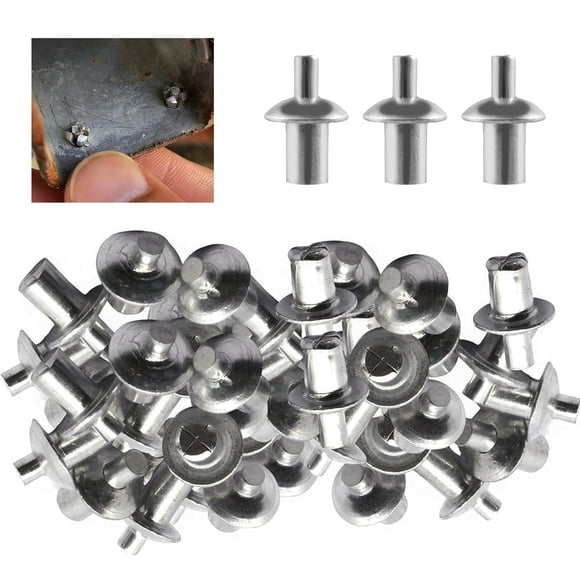 HLONK 100/200Pcs Round Head Rivet Set Reusable Aluminum Core Rivet Hammer Drive Rivets Aluminum Alloy Knock Type Expansion