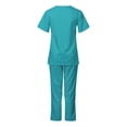 thumbnail image 4 of Pisexur Women's Solid Color V-Neck Short Sleeve Scrub Set, Small, Polyester, 4 of 6