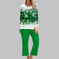 thumbnail image 2 of Pisexur Pyjama de Noël pour Femmes Ensemble Deux Pièces Tendance des Fêtes Imprimé Flocon de Neige Pyjamas de Noël Décontractés Manches Longues Col Rond Hauts Pantalons de Pyjama Tenue de Nuit, 2 of 5