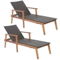 thumbnail image 2 of Costway 2PCS Patio Rattan Chaise Lounge Chair Recliner Back Adjustable Acacia Wood, 2 of 9