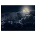 thumbnail image 2 of Designart Cloudy Full Moon Night Canvas Wall Art, 2 of 4