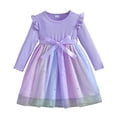 thumbnail image 1 of WUANDIXFA Robe d'Automne pour Fille Robe Tutu pour Enfant Robe de Fête à Manches Longues en Chiffon pour Petite Fille Automne et Printemps Violet, 1-2 Ans, 1 of 4