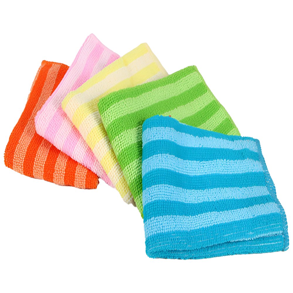 DEBGFS 5Pcs Microfiber Dishcloth Cleaning Cloth Reusable Kitchen Cleaning Wiping Rags