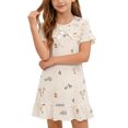 thumbnail image 2 of Robe de Nuit pour Filles, Manches Courtes, Col Rabattu, Imprimé d'Été, Tenue d'Intérieur, Chemise de Nuit pour Tout-Petit, 2 of 7