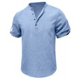 thumbnail image 3 of Kaemgyyd Men's Henley Shirts Stylish Short Sleeve Casual Button Tops Lightweight Solid Color Classic Basic Tee, 3 of 6