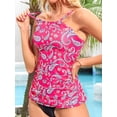 thumbnail image 3 of Charmo Women's High Neck Tankini Tops Only Tummy Control Swimsuit Top Ruched Swim Top Without Bottoms, 3 of 6