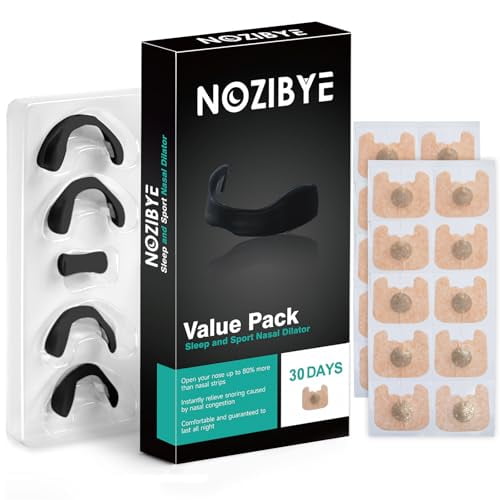 Nozibye Bande Magnétique pour le Nez, Paquet Économique, 30 Paires, Noir, 30 Jours - Bandes Magnétiques Anti-Ronflement pour le Nez, Aide à la Respiration, Favorise la Circulation Nasale et Améliore le Sommeil, Hypoallergénique, Sans Latex - Tout Neuf