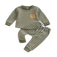 thumbnail image 1 of 0-3Y Toddler Baby Boy Clothing Striped Pattern Long Sleeve Tops+Harem Pants Spring Fall Outfits Green 2-3 Years, 1 of 7