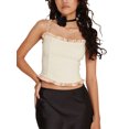 thumbnail image 2 of FOCUSNORM Women Crop Vest Tops Sleeveless Off Shoulder Ruffled Bandage Casual Party Street Spring Summer Short Shirt, 2 of 6