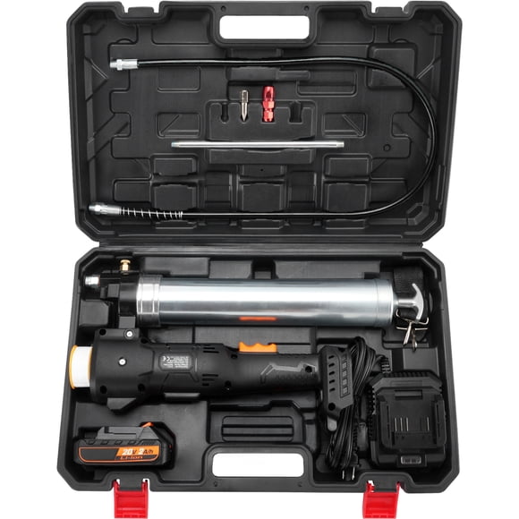 KFFKFF Wireless Lubrication Gun, 20V, 10K PSI, 39-inch Hose, Electric Lubricant Gun Set, Professional High-Pressure, Includes Case, Battery & Charger, Black