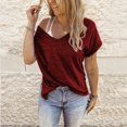 thumbnail image 1 of Nouveau Pull Col en V Ample pour Femmes Manches Courtes T-Shirt Uni, 1 of 3