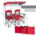 thumbnail image 2 of Gymax Folding 2-person Camping Chairs Double Sunshade Chairs w/ Canopy Red, 2 of 10