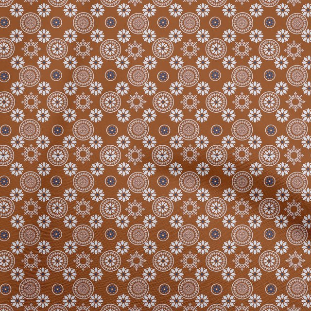 oneOone Rayon Brown Fabric Block Sewing Material Print Fabric By The Yard 56 Inch Wide