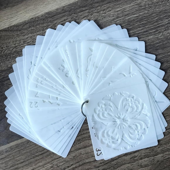 56 Pcs Pochoirs de Gabarit Mandala Réutilisables Pochoirs de Peinture 3,54 X 3,54 Po Pochoirs de Dessin Pochoirs Géométriques pour Décoration de Peinture