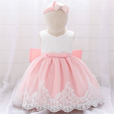 Robes pour Bébés Filles Robe de Concours Baptême Robe en Dentelle Nœud Papillon Fleur Mariage Baptême Tutu Robe Tenue Premier Anniversaire