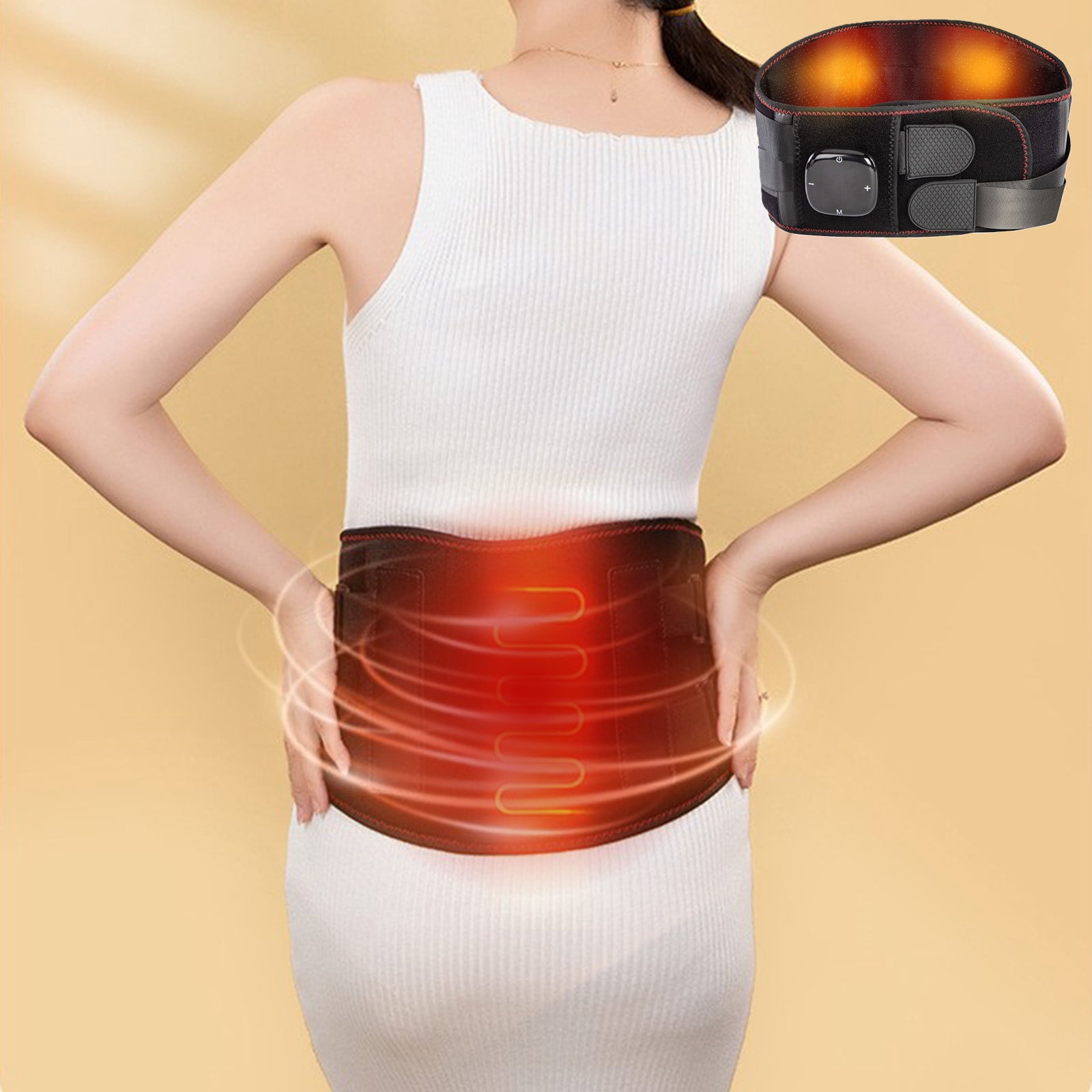 Dvkptbk Portable Cordless Heating Pad, Electric Heating Pad for Back Pain with 5 Heat Levels & 3 Vibration Massage Modes, Fast Heating Belly Wrap Belt, Menstrual Heating Pad for Womens and Girls