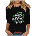 thumbnail image 2 of Meichang St Patricks Day Hauts pour Femmes Trèfle Porte-Bonheur à Quatre Feuilles T-Shirts à Imprimé Trèfle Manches 3/4 Hauts Irlandais St Patricks Day T-Shirts Col Rond Blouses, 2 of 4