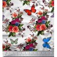 thumbnail image 1 of Soimoi Poly Georgette Fabric Leaves, & Peony Floral Print Sewing Fabric Yard 52 Inch Wide, 1 of 3