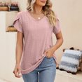 thumbnail image 2 of Birdeem Mode Femmes Décontracté Couleur Unie Col en V Manches Courtes Blouses Amples, 2 of 9