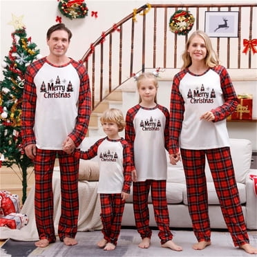 Styesk Family Matching Christmas Pajamas Set Soft Long Sleeve Shirt Bottom Pajama Pant Holiday Sleepwear Xmas Plaid PJS Set for Couples