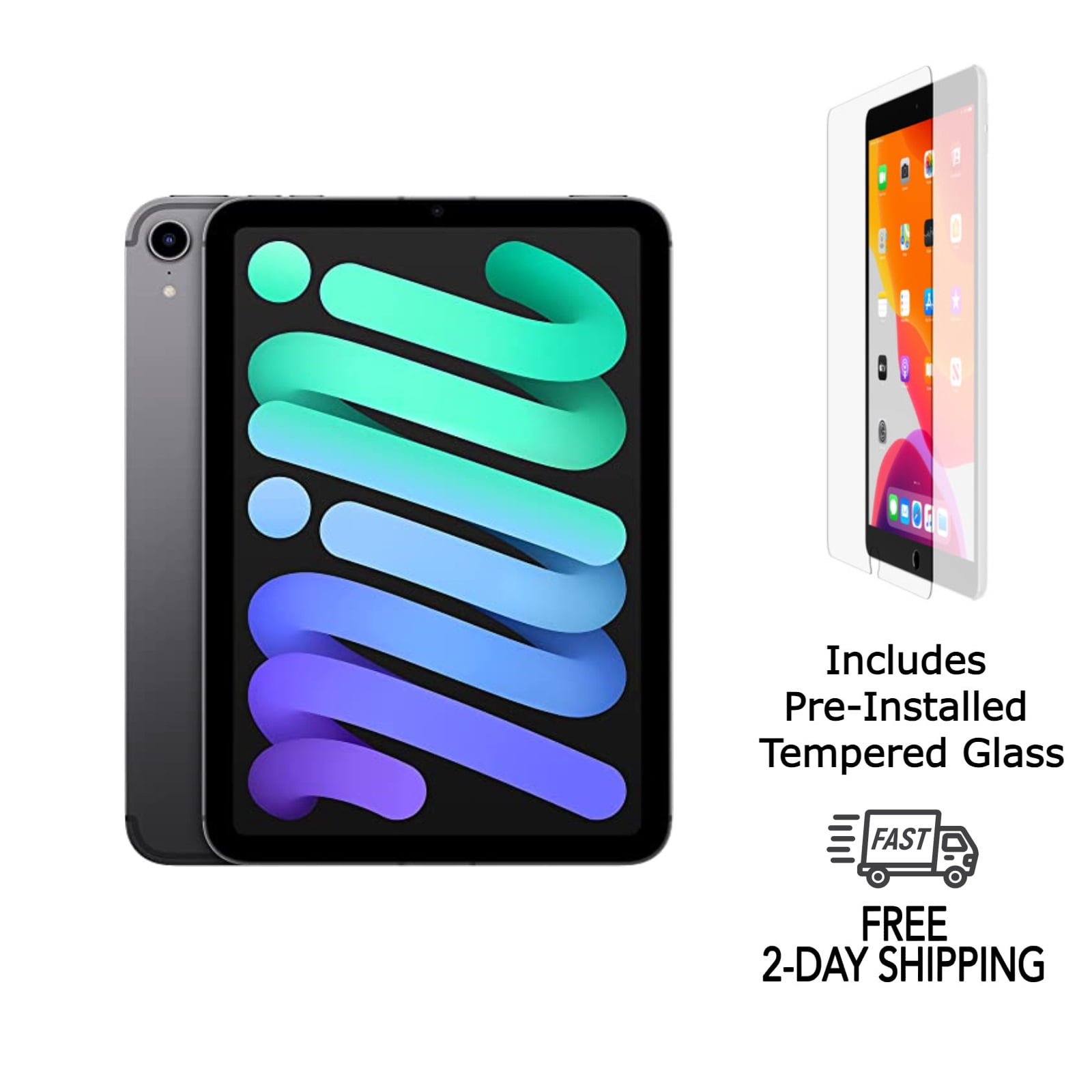 Refurbished Apple iPad Mini 6 A2567 (WiFi) 64GB Space Gray (Grade A+) w/ Pre-Installed Tempered Glass