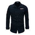 thumbnail image 1 of Men Shirts Cotton Long Sleeve Button Down Cargo Work Shirt, 1 of 2