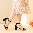 thumbnail image 2 of BLISSFUL STEP Women's Ankle Strap Open Toe Block Heels Sandals Black (Size 9), 2 of 6