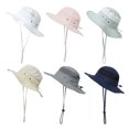 thumbnail image 3 of Bucket Hat Solid Color Mesh Patched Polyester Travel Hiking Fisherman Hat for Kids, 3 of 10
