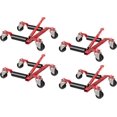 thumbnail image 1 of Car Wheel Dolly with Tire Jack 1500 lbs Capacity Portable Trailer Dolly with Pedal Jack 12in Wheel Support Vehicle Positioning Dolly for Auto Repair and Moving Set of 4 Red, 1 of 7