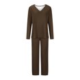 thumbnail image 4 of Timegard Ensembles de Pyjamas pour Femmes 2 Pcs Manches Longues Col en V Haut Froncé et Pantalon Automne Décontracté Doux Tenues de Pjs, 4 of 4