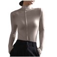 thumbnail image 1 of AherBiu Chandails à Manches Longues pour Femmes Couche de Base sous-Maillots Col Roulé Coupe Ajustée T-Shirts Blouse, 1 of 6