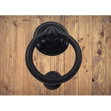 Round Aluminum Door Knocker 4" Black Matte – Solid Sand Cast Rust Resistant Front Door Knocker