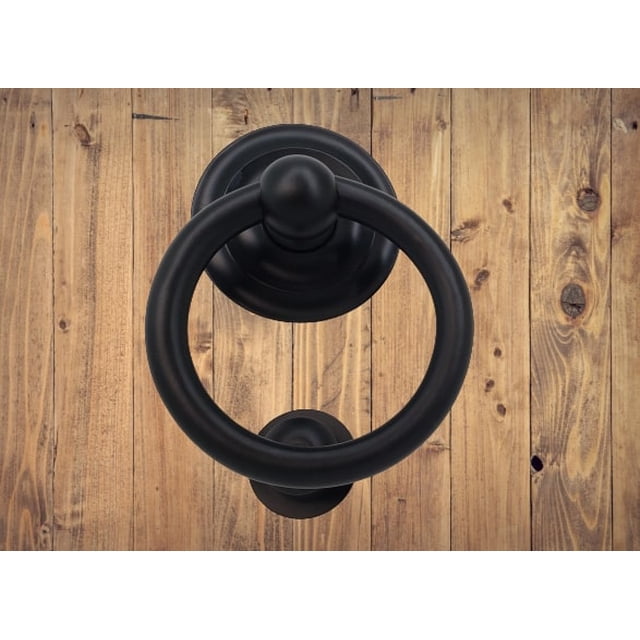 Heurtoir de Porte Rond en Aluminium 4 Pouces Noir Mat – Heurtoir de Porte d'Entrée Résistant à la Rouille, Moulé sur Sable Massif