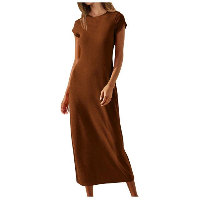 Robe T-Shirt à Manches Courtes d'Été 2025 pour Femme, Décontractée, Col Rond, Plage, Longue, Maxi