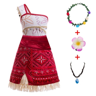 HAWEE Girls Princess Moana 2 Dress Cosplay Adventure Movies Hero Costumes With Wig Outfits for Halloween