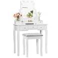 thumbnail image 1 of Patiojoy Detachable Vanity Table Set Makeup Table with Mirror &Cushioned Stool White, 1 of 5
