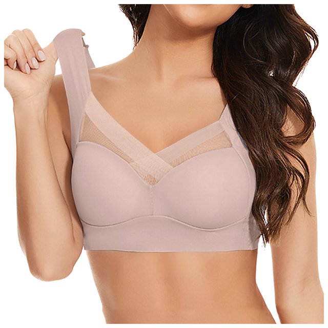 Hjtefg Plus Size Bralette - Wireless Adjustable Support, Side-Smoothing Full Coverage,Color: Pink Size: 3XL