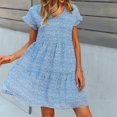thumbnail image 4 of Leutsin Femmes Été Imprimé Manches Courtes V-Cou Casual Genou Longueur Robe, 4 of 8