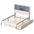 thumbnail image 2 of Costway Full Size Bed Frame with Bookcase Headboard Storage Bed with LED Lights Gray, 2 of 10