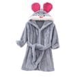 thumbnail image 1 of ZACPNCV Boys Fleece Robe Girls Hooded Bathrobe Toddlers Soft Fuzzy Robe for Kids Gray 3-4 Years, 1 of 5
